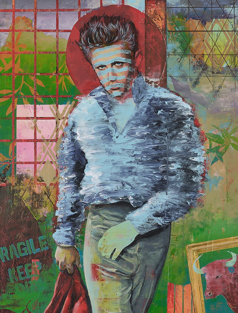 James Dean als Stierkämpfer als Metapher für den Kampf gegen Feindseligkeit und ungerechtfertigte Homophobie.